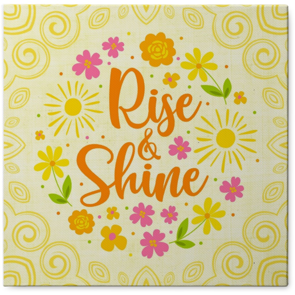 Rise and Shine Spring Floral - Yellow Photo Tile, Canvas, 8x8, Yellow
