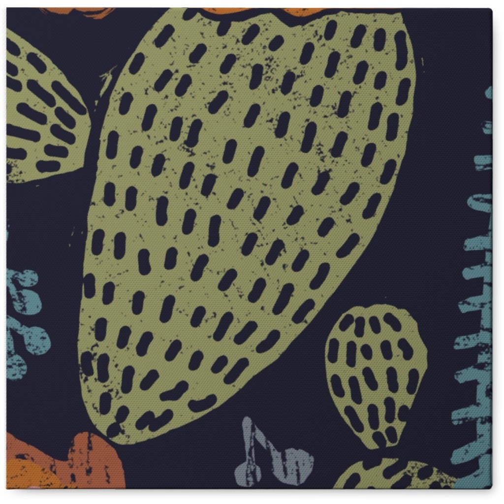 Cactus Garden - Dark Photo Tile, Canvas, 8x8, Green