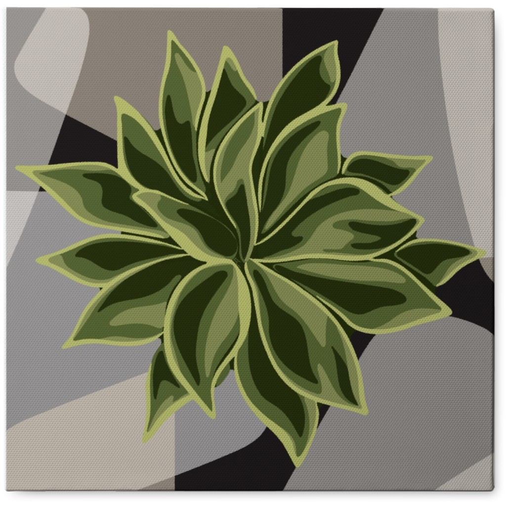 Succulent Abstract - Green on Neutral Photo Tile, Canvas, 8x8, Green