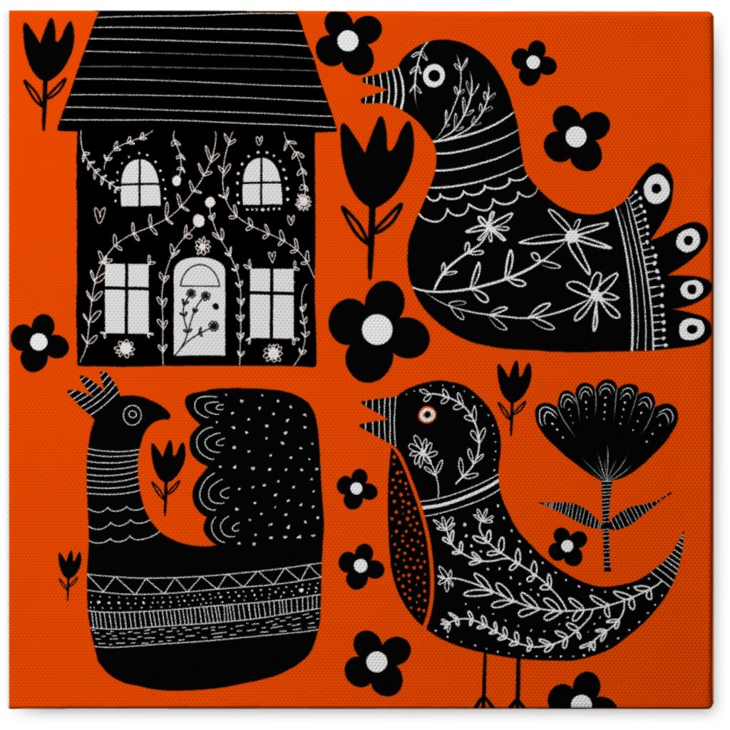 Max Folk Photo Tile, Canvas, 8x8, Red