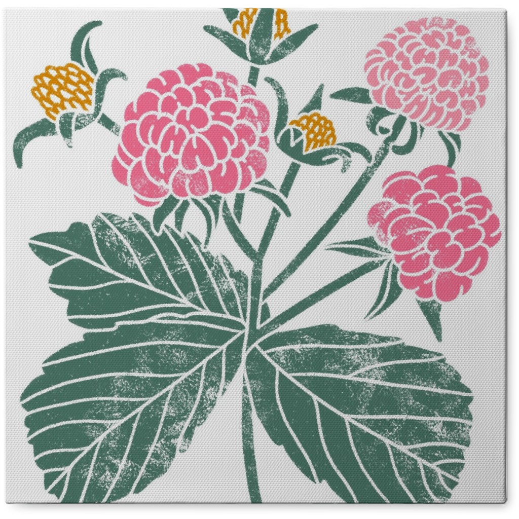 Raspberry Block Print - Pink Photo Tile, Canvas, 8x8, Pink