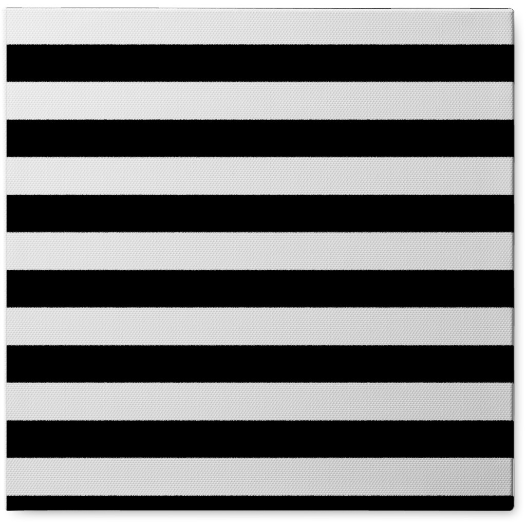 Striped - Black and White Photo Tile, Canvas, 8x8, Black