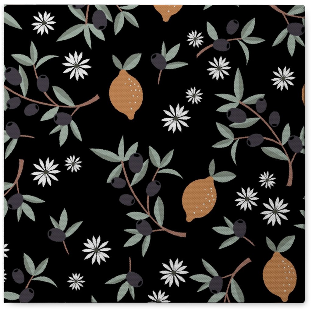 Italian Summer Olives and Citrus Garden Photo Tile, Canvas, 8x8, Orange