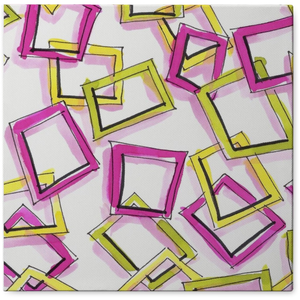 Going Outside the Box - Yellow and Pink Photo Tile, Canvas, 8x8, Purple