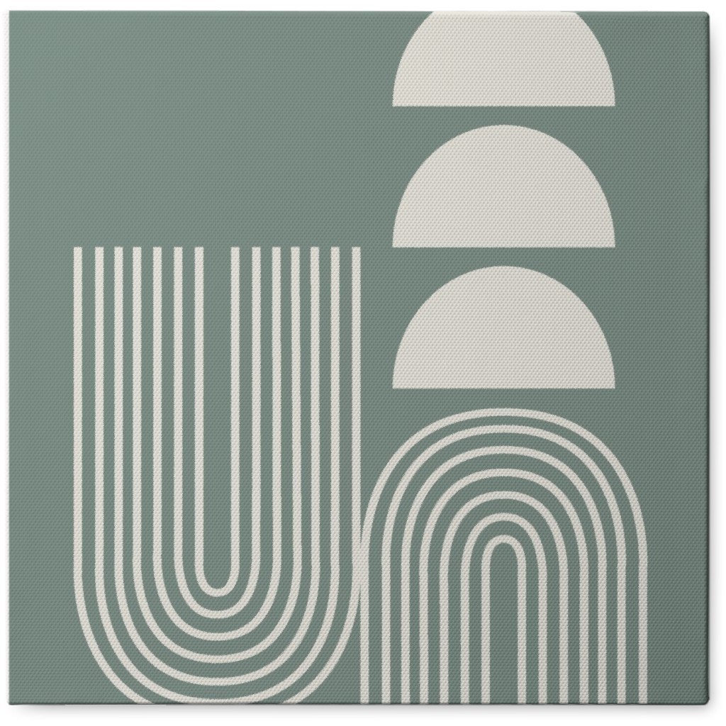 Ups and Downs - Green and Ivory Photo Tile, Canvas, 8x8, Green