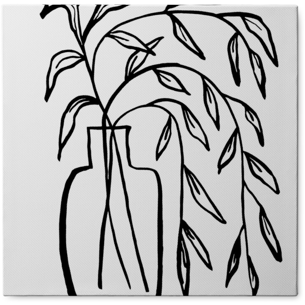 Inky Houseplant - Neutral Photo Tile, Canvas, 8x8, White