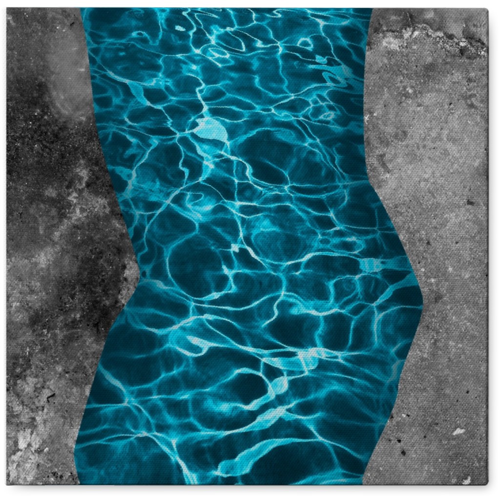 Ravine & River Abstract - Gray and Blue Photo Tile, Canvas, 8x8, Blue