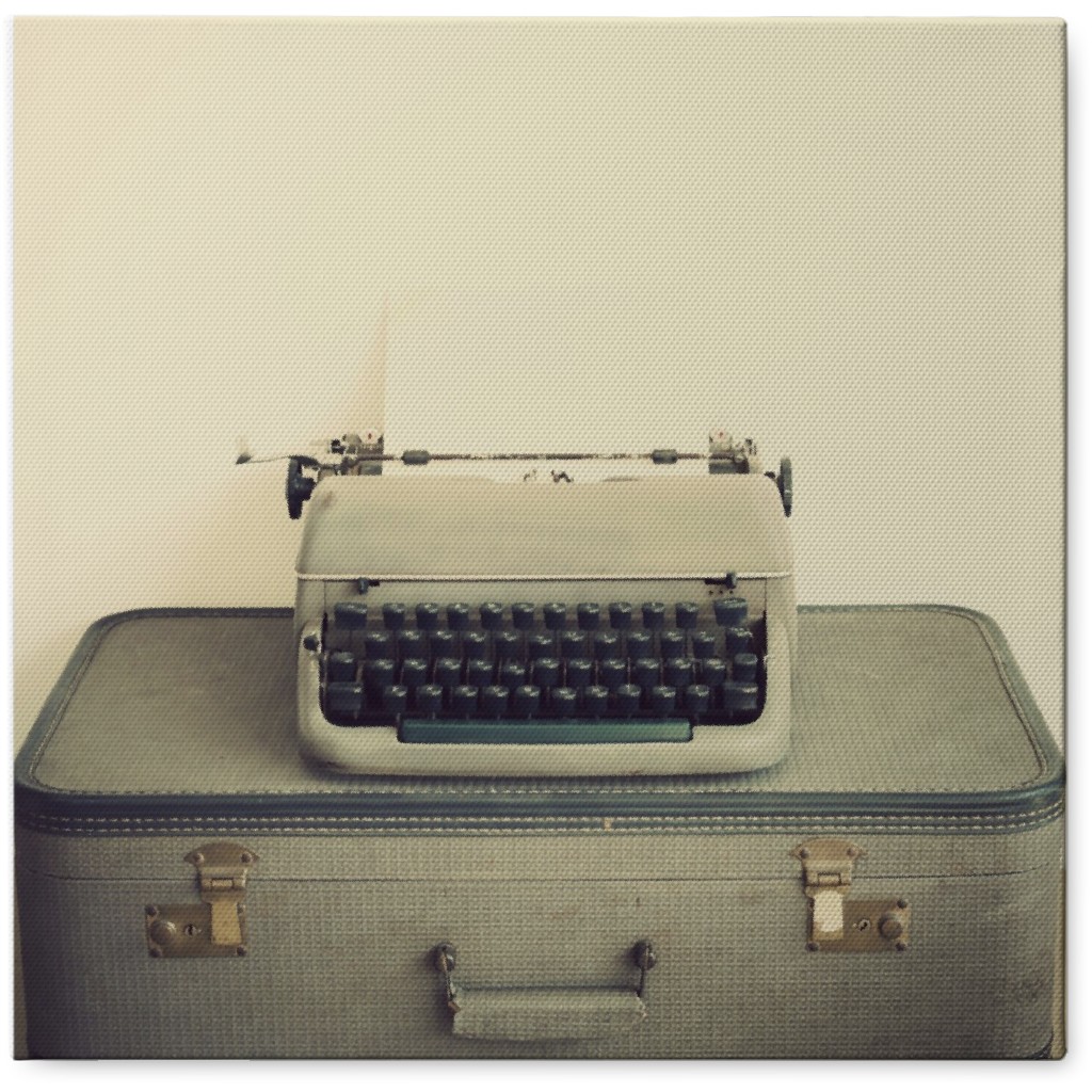 Vintage Typewriter Photo Tile, Canvas, 8x8, Beige