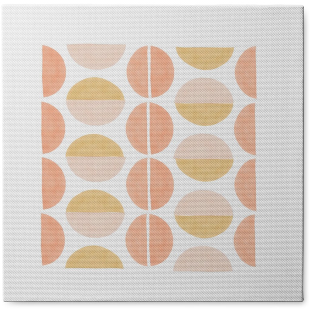 Block Print Organic Circles - Neutral Photo Tile, Canvas, 8x8, Multicolor