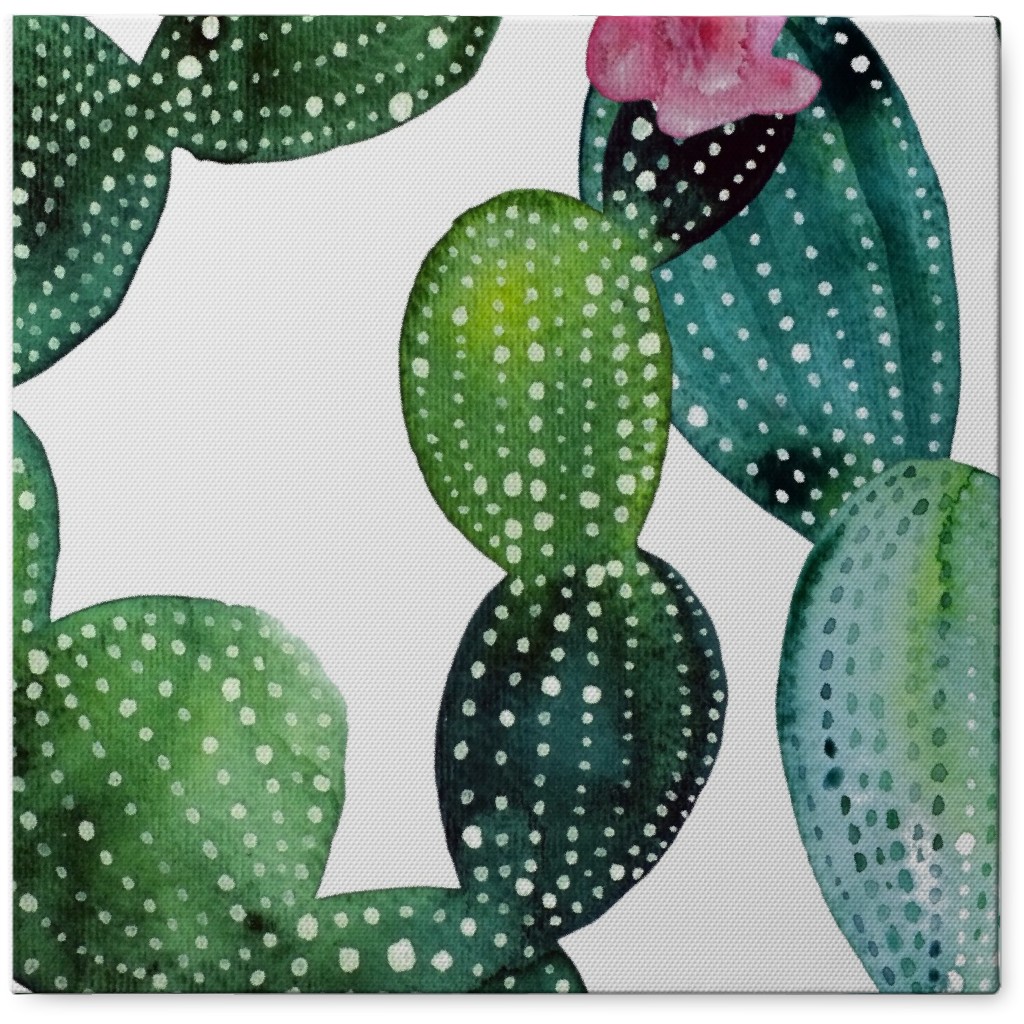 Cactuses - Green Photo Tile, Canvas, 8x8, Green