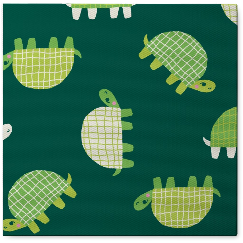 Turtles - Green Photo Tile, Canvas, 8x8, Green