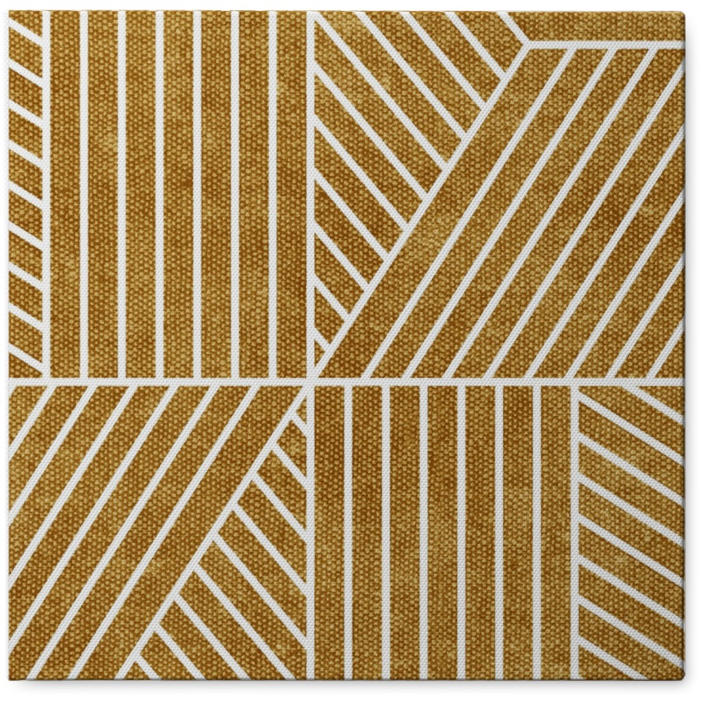 Bohemian Geometric Tiles - Mustard Photo Tile, Canvas, 8x8, Yellow