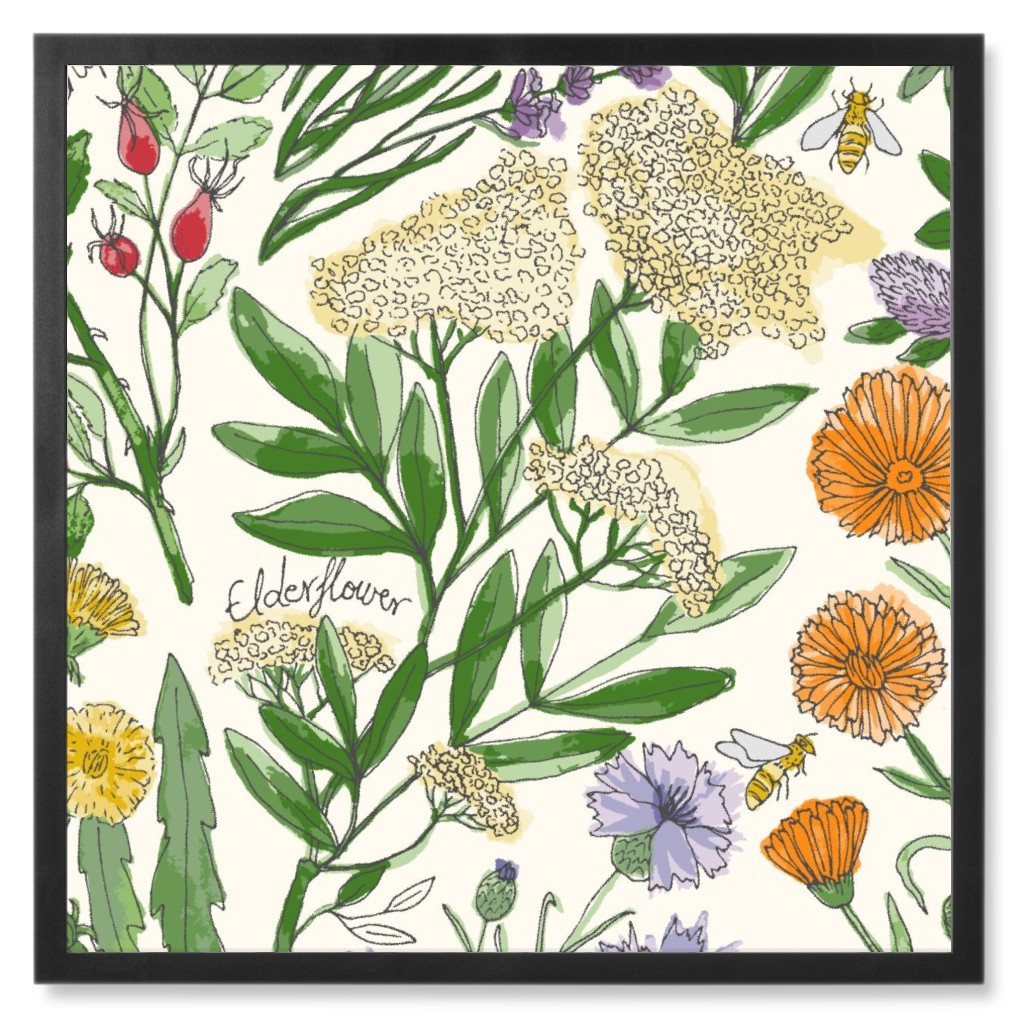Wildflowers - Multi Photo Tile, Black, Framed, 8x8, Multicolor