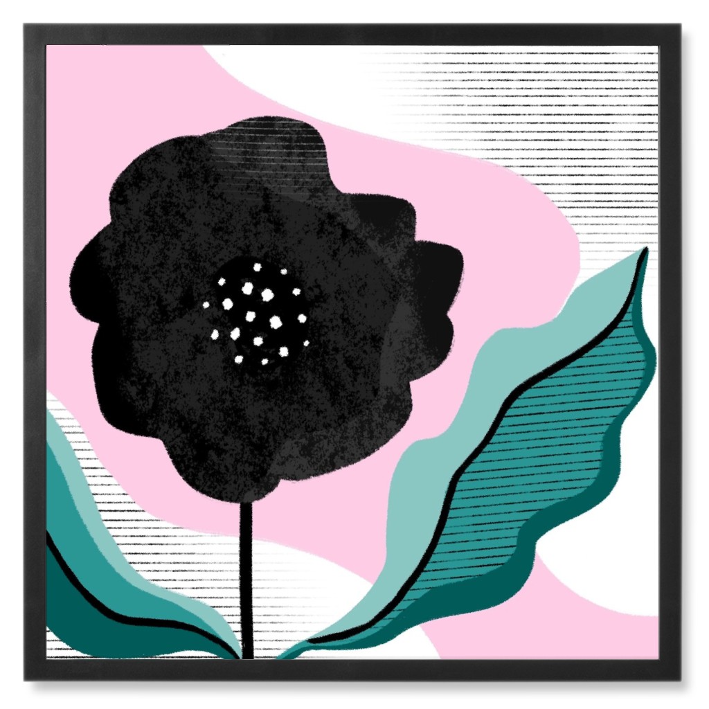 Black Abstract Flower - Multi Photo Tile, Black, Framed, 8x8, Multicolor