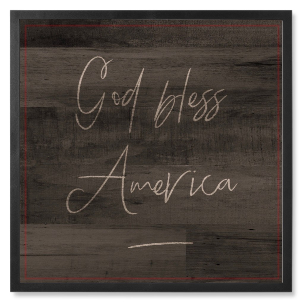 God Bless America Wood Tile Photo Tile, Black, Framed, 8x8, Brown, Hunter
