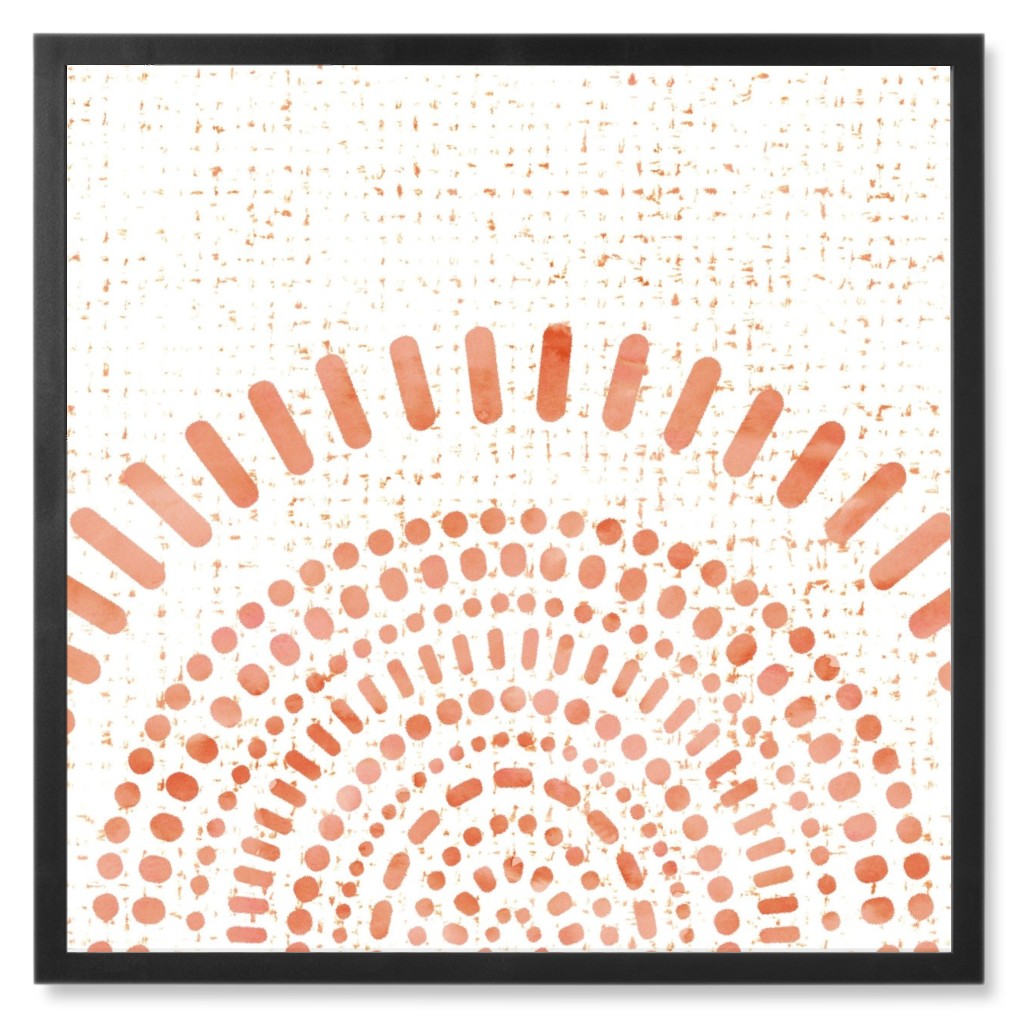 Rising Sun Photo Tile, Black, Framed, 8x8, Orange