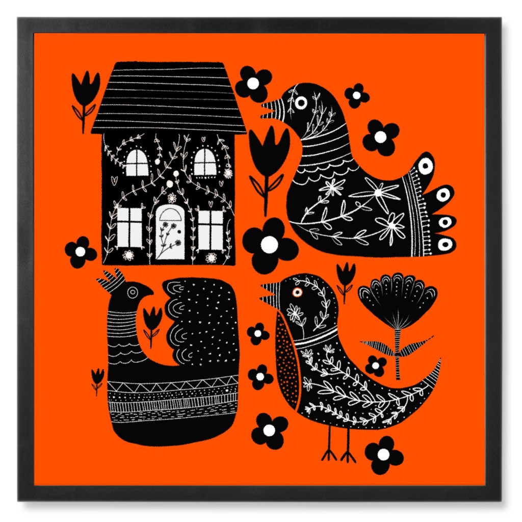 Max Folk Photo Tile, Black, Framed, 8x8, Red, Coral