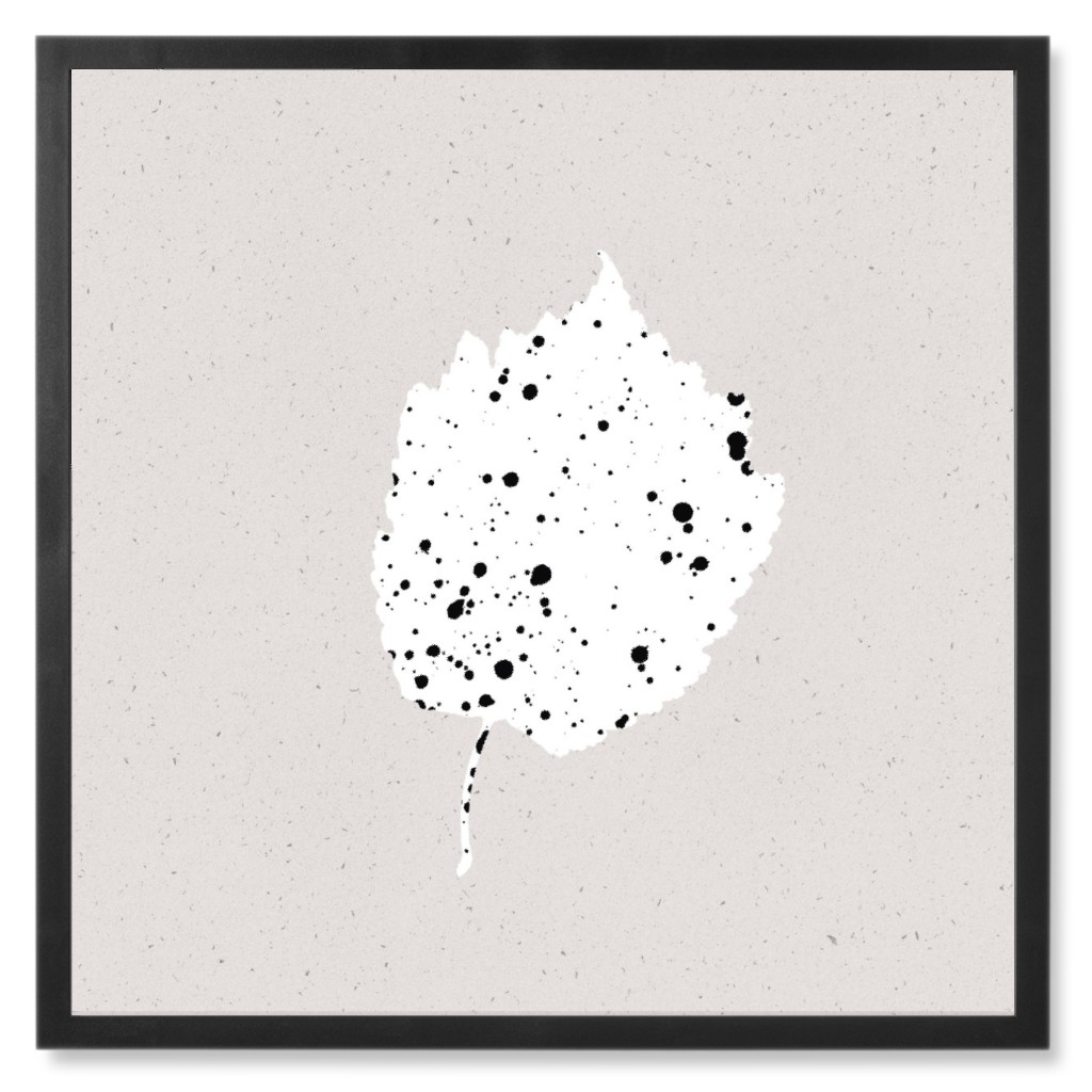 Delicate Minimalist Dot - Black and Beige Photo Tile, Black, Framed, 8x8, Black