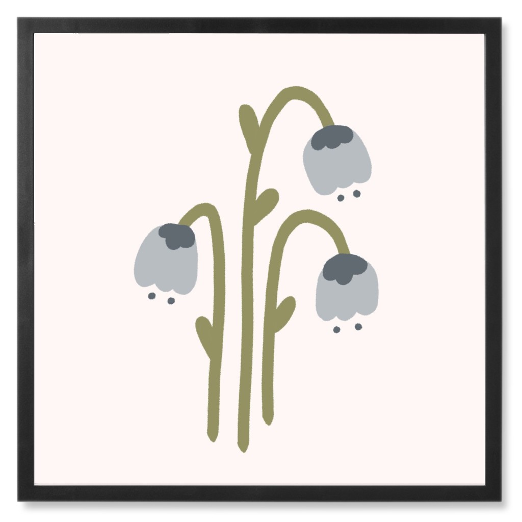 Bluebell Wildflower - Blue Photo Tile, Black, Framed, 8x8, Blue, True Blue