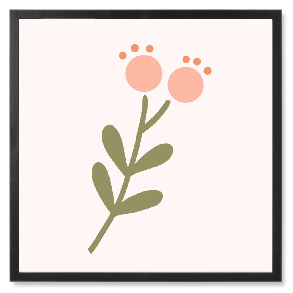 Billy Button Wildflowers - Pink Photo Tile, Black, Framed, 8x8, Pink, Bright Pink