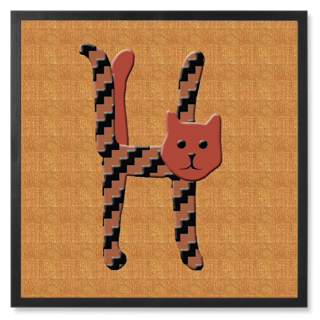Cat Alphabet - H Photo Tile, Black, Framed, 8x8, Orange