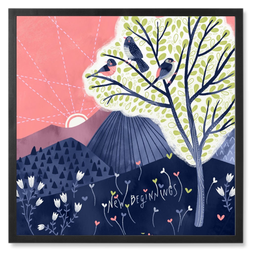 Morning - Multi Photo Tile, Black, Framed, 8x8, Multicolor