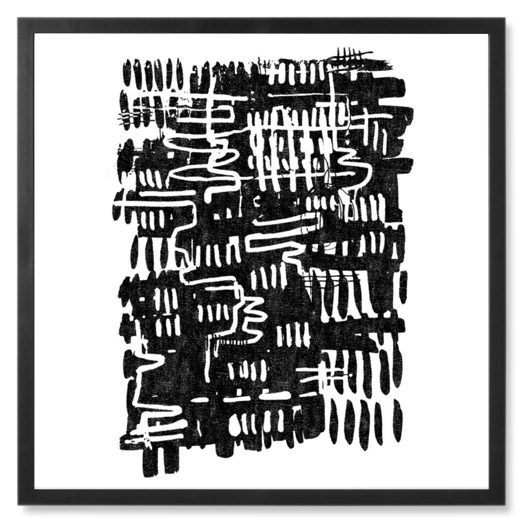 Inky Explorations Map - Black and White Photo Tile, Black, Framed, 8x8, Black, Black