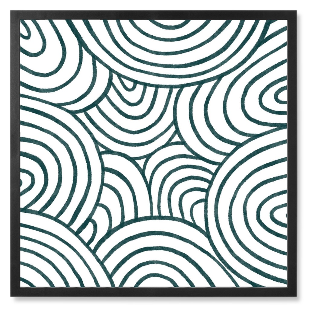 Doodles - Black and White Photo Tile, Black, Framed, 8x8, White, White