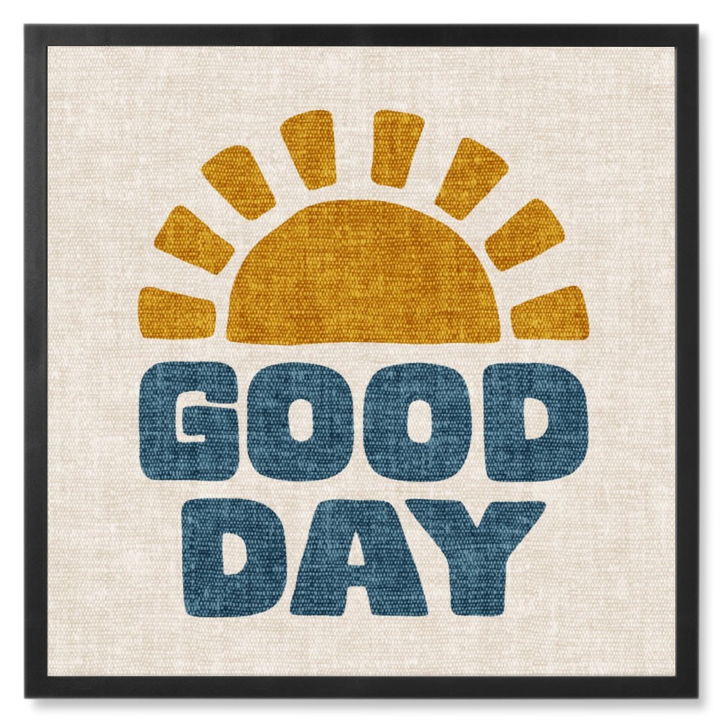 Good Day Sunshine Photo Tile, Black, Framed, 8x8, Beige, Golden