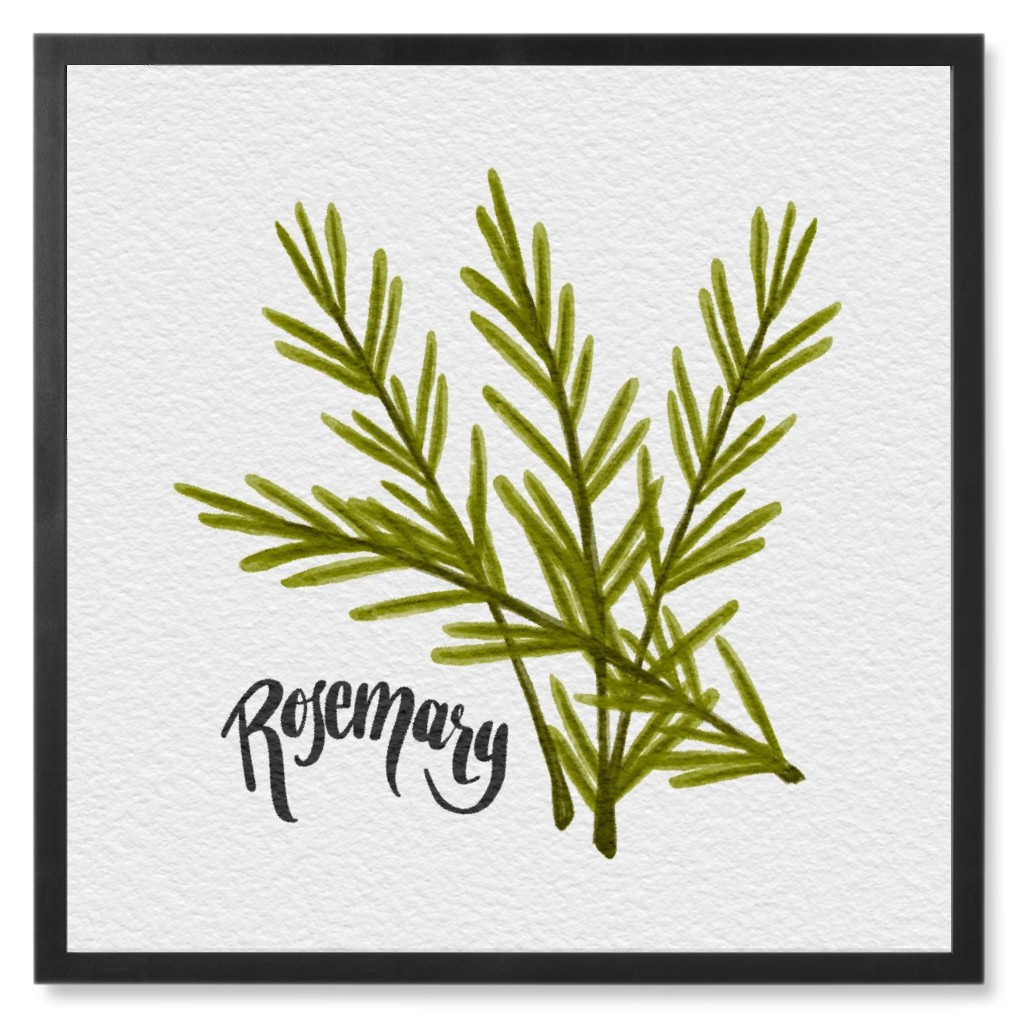 Rosemary - Green Photo Tile, Black, Framed, 8x8, Green, Classic Green