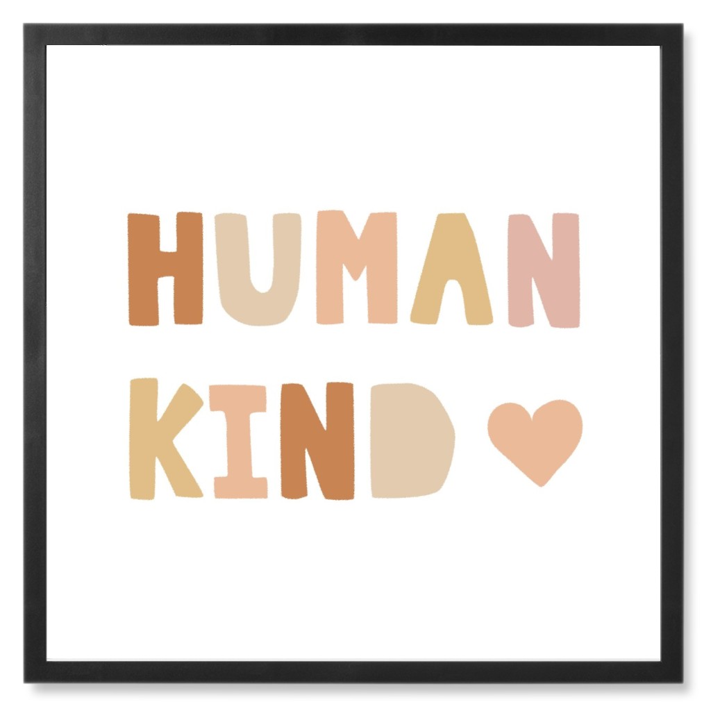 Human Kind - Neutral Photo Tile, Black, Framed, 8x8, Beige, Pearl