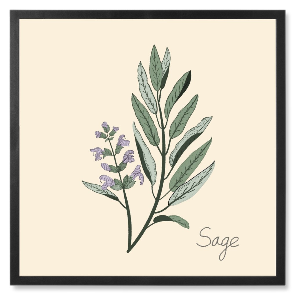 Sage - Neutral Photo Tile, Black, Framed, 8x8, Beige