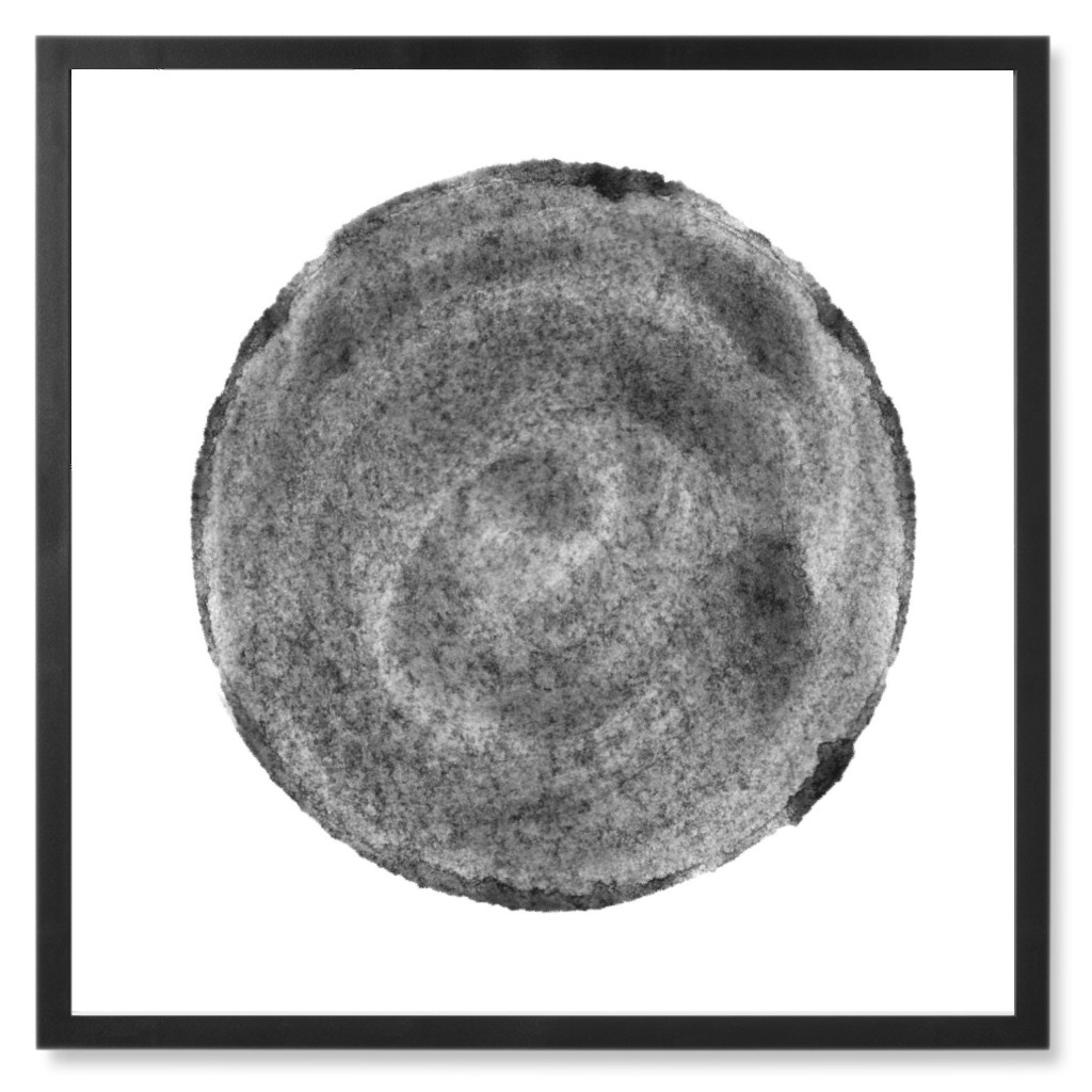 Black Watercolor Dot Photo Tile, Black, Framed, 8x8, Black, Black