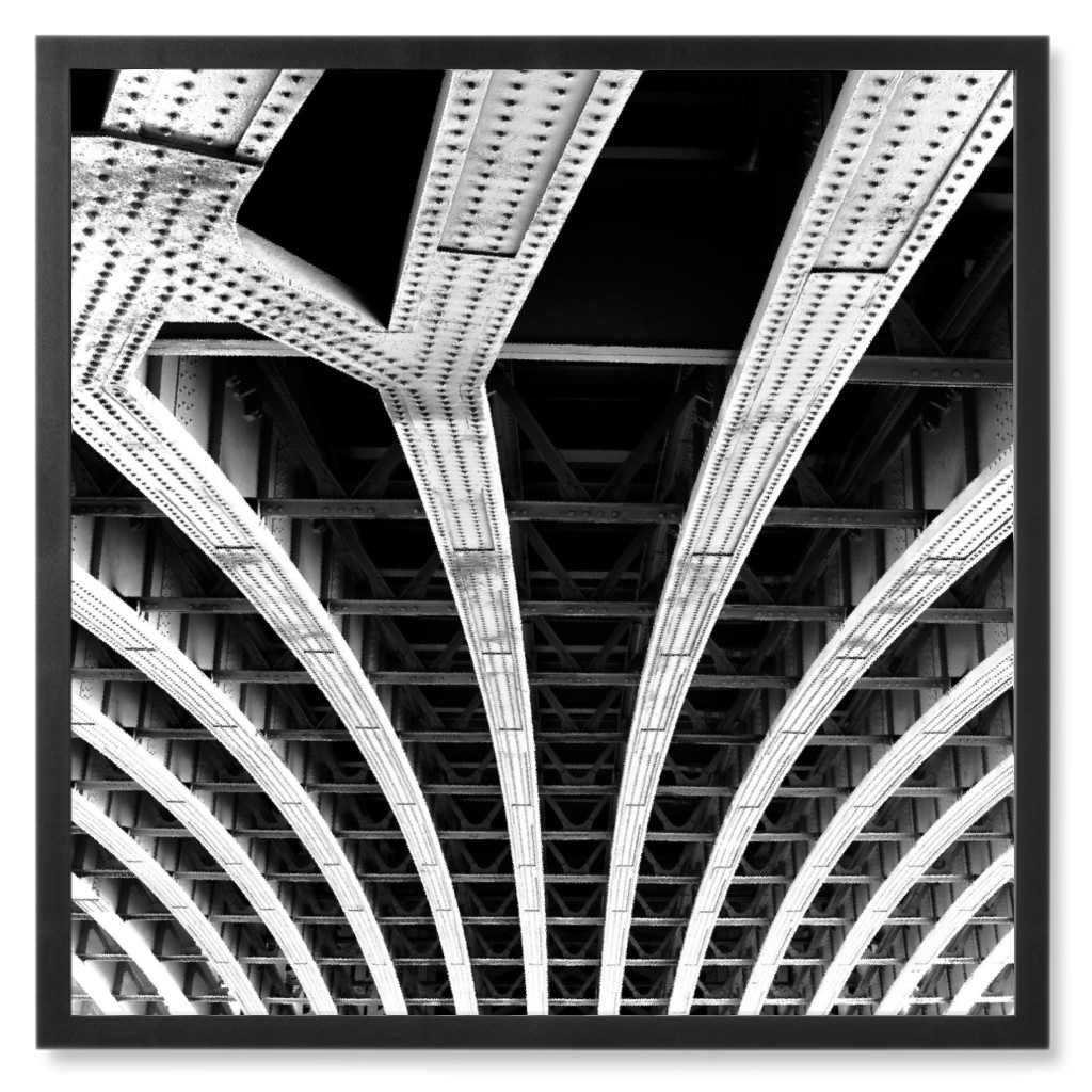 Bridge Architecture Photo Tile, Black, Framed, 8x8, Black