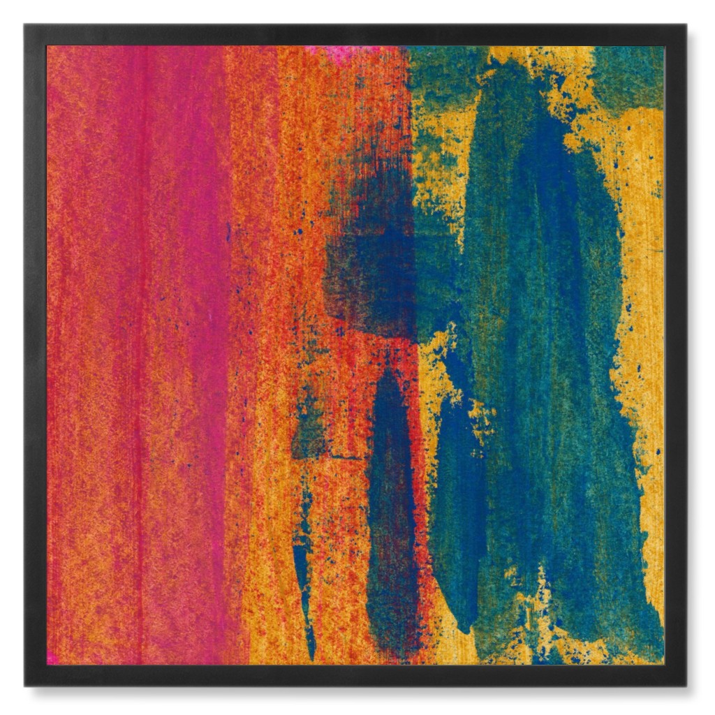 Pink Blue Vertical Stripes Photo Tile, Black, Framed, 8x8, Multicolor