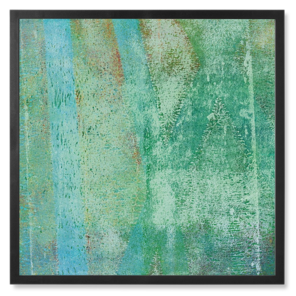 Green Blue Watercolor Photo Tile, Black, Framed, 8x8, Green, Classic Green