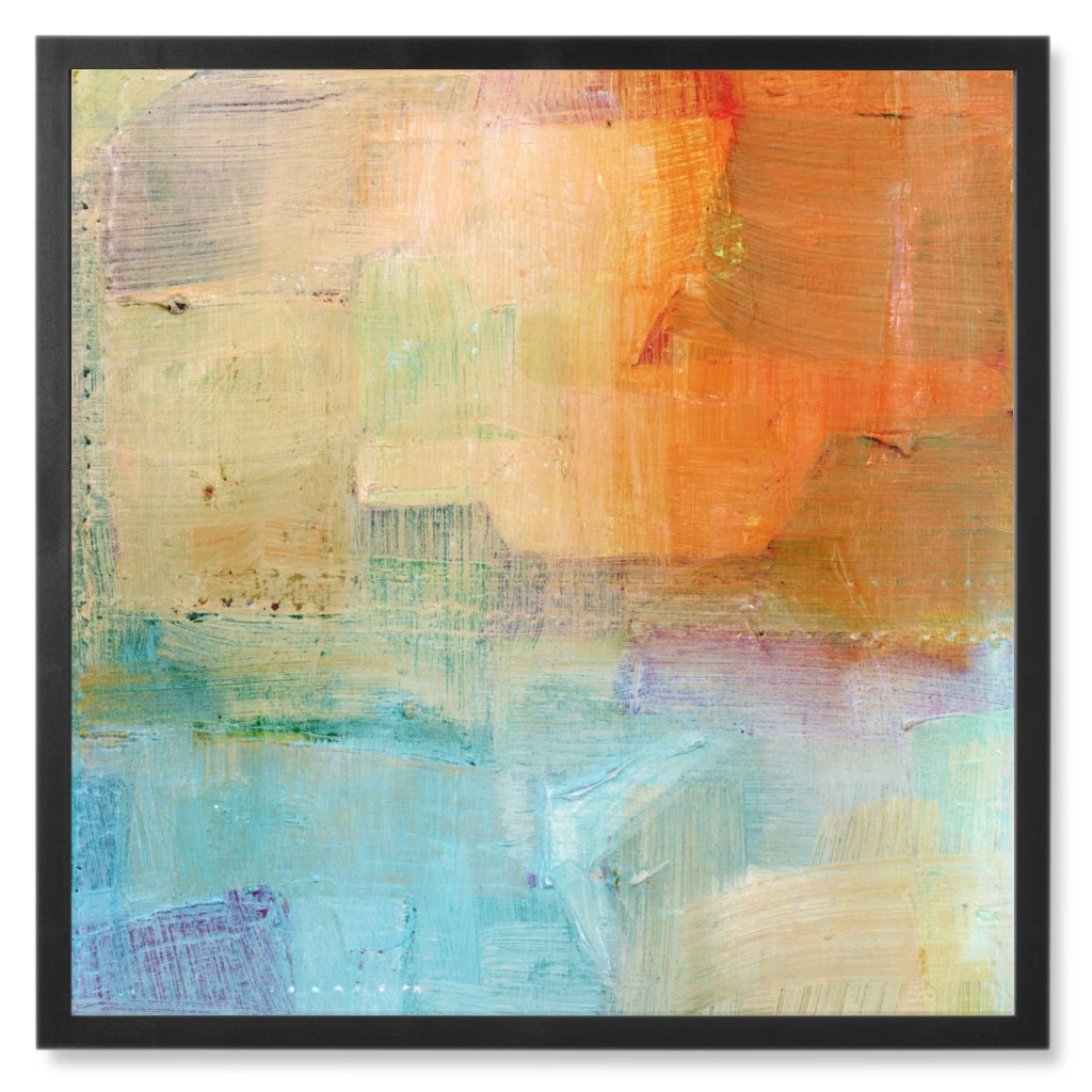 Multicolor Sunset Abstract Photo Tile, Black, Framed, 8x8, Multicolor