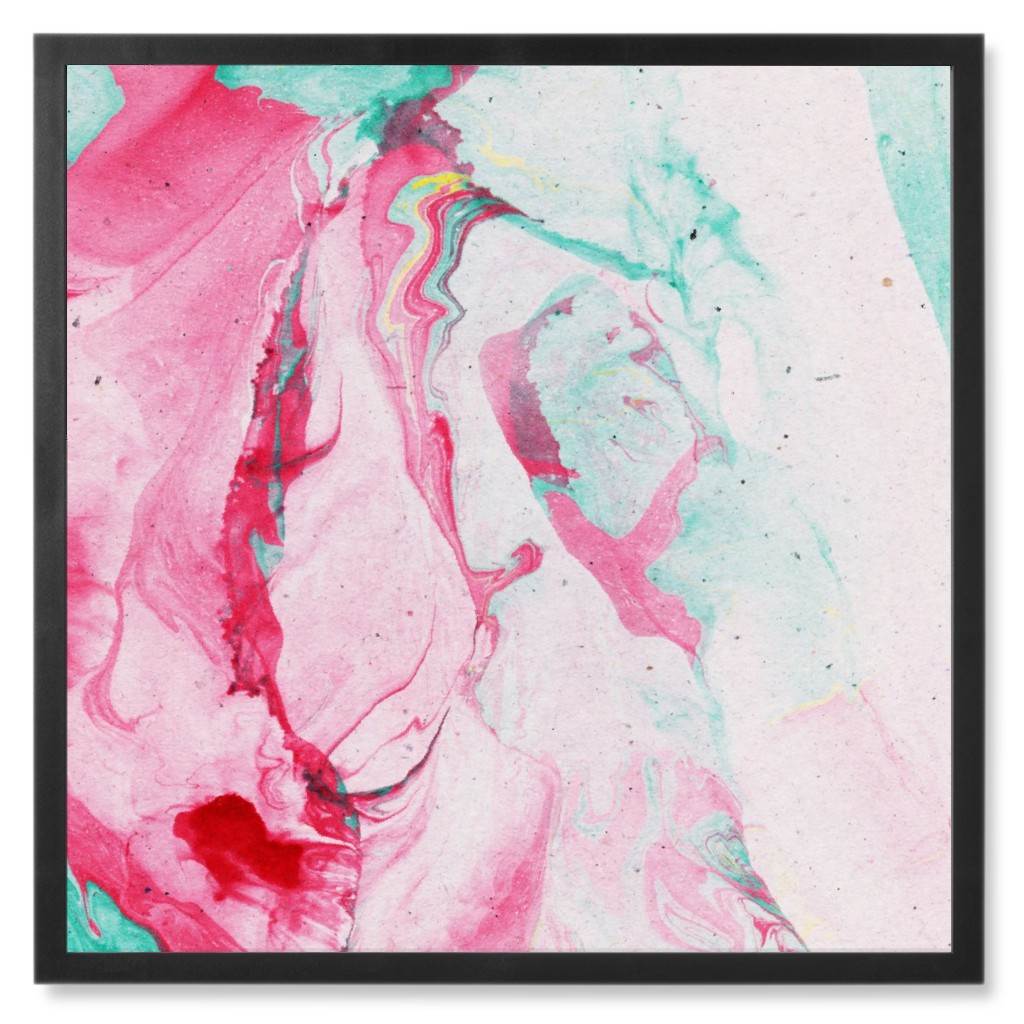 Pink Paint Splatter Photo Tile, Black, Framed, 8x8, Pink