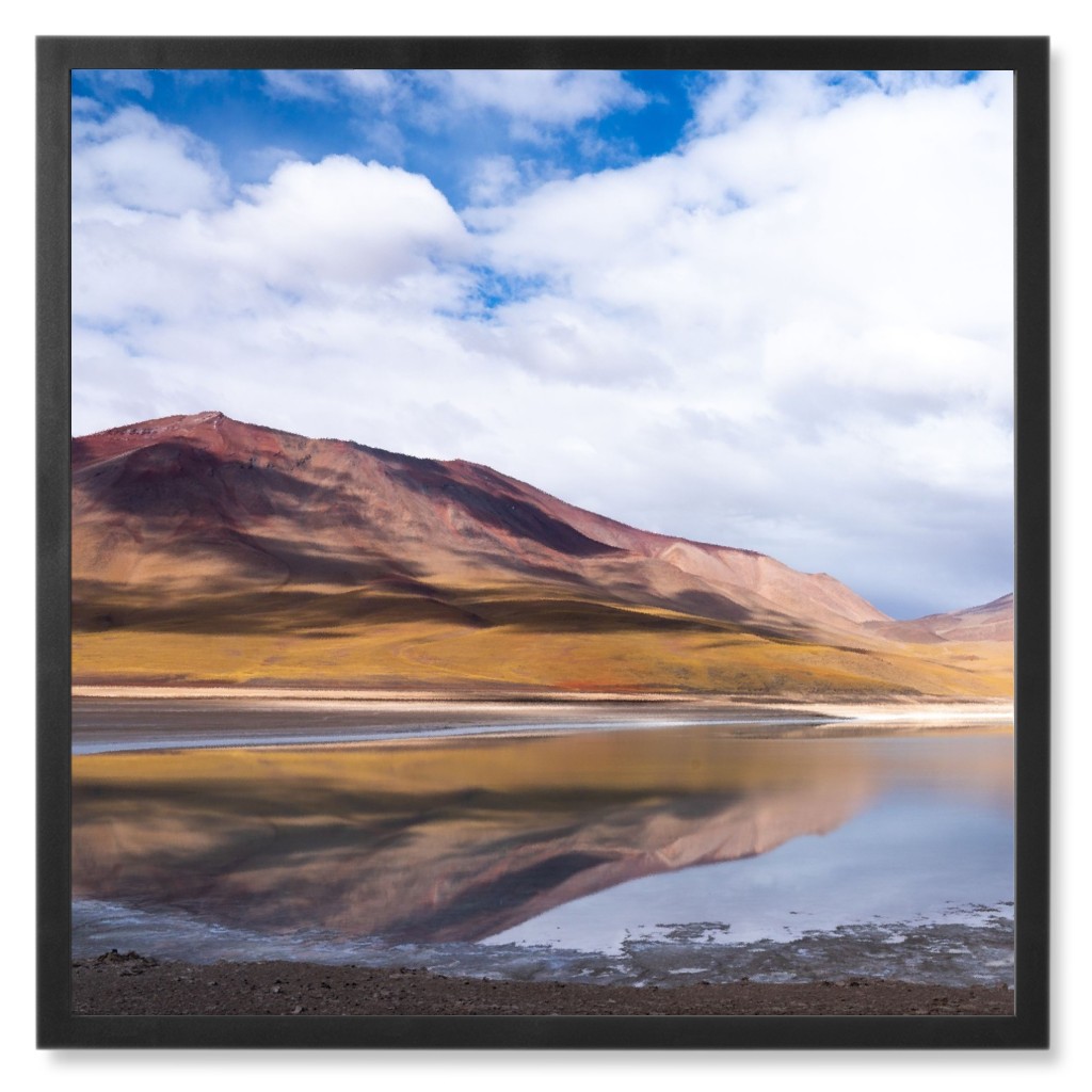 Highland Reflection Photo Tile, Black, Framed, 8x8, Blue, True Blue