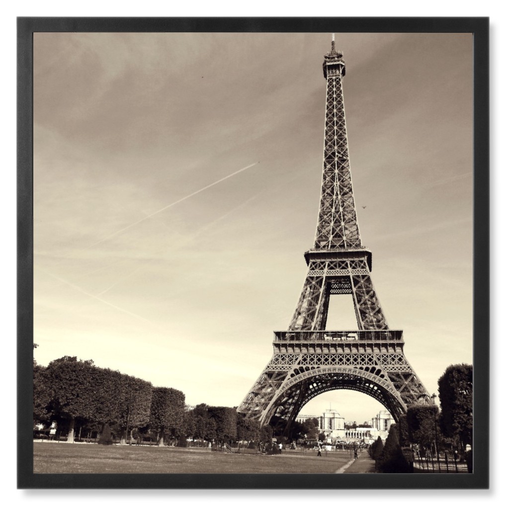 Champs De Mars Photo Tile, Black, Framed, 8x8, Gray