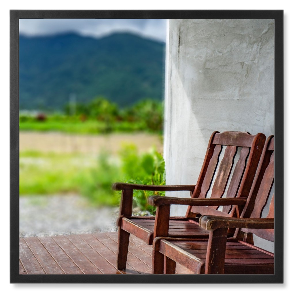 View From the Front Porch Photo Tile, Black, Framed, 8x8, Green