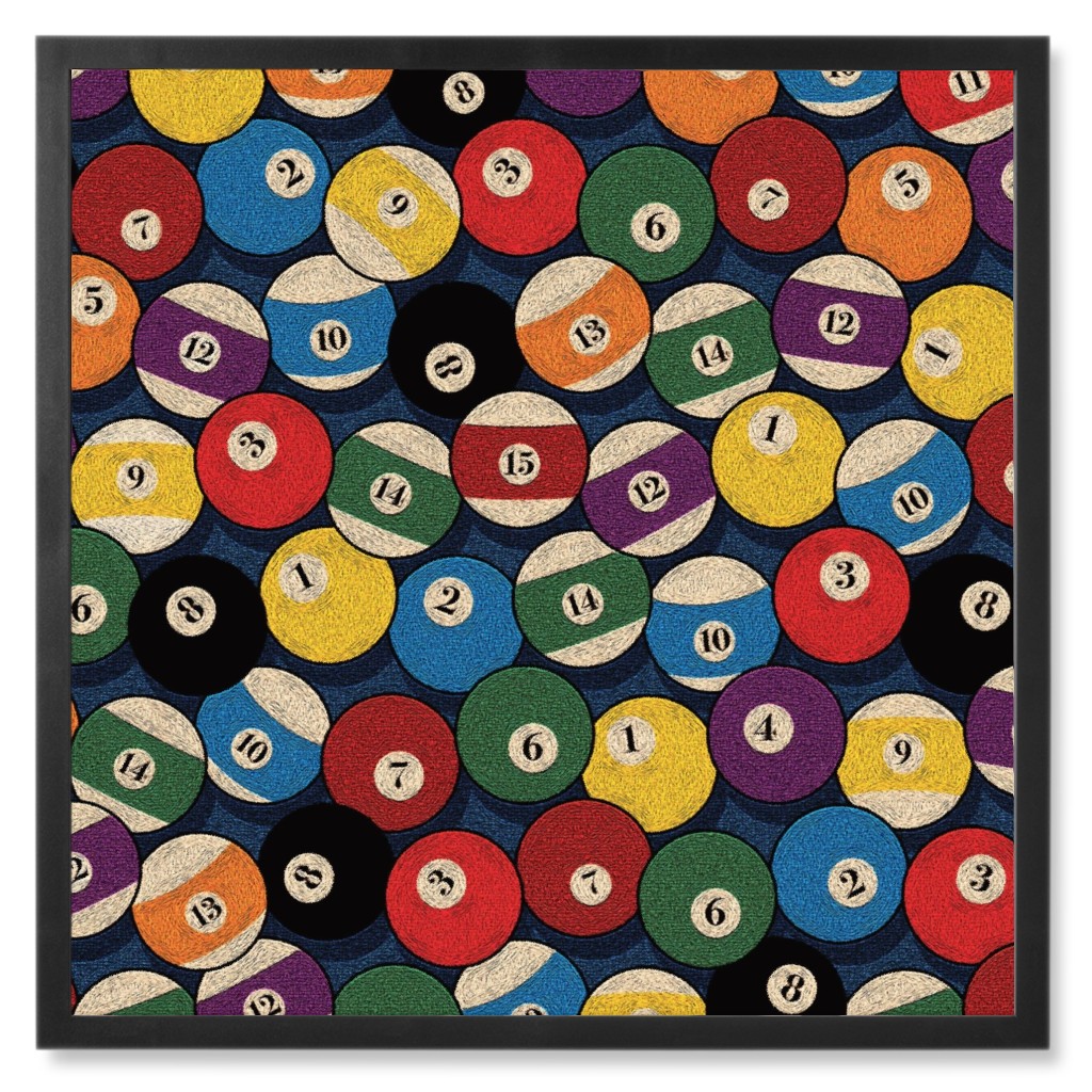 Billiard Bowls - Multi Photo Tile, Black, Framed, 8x8, Multicolor
