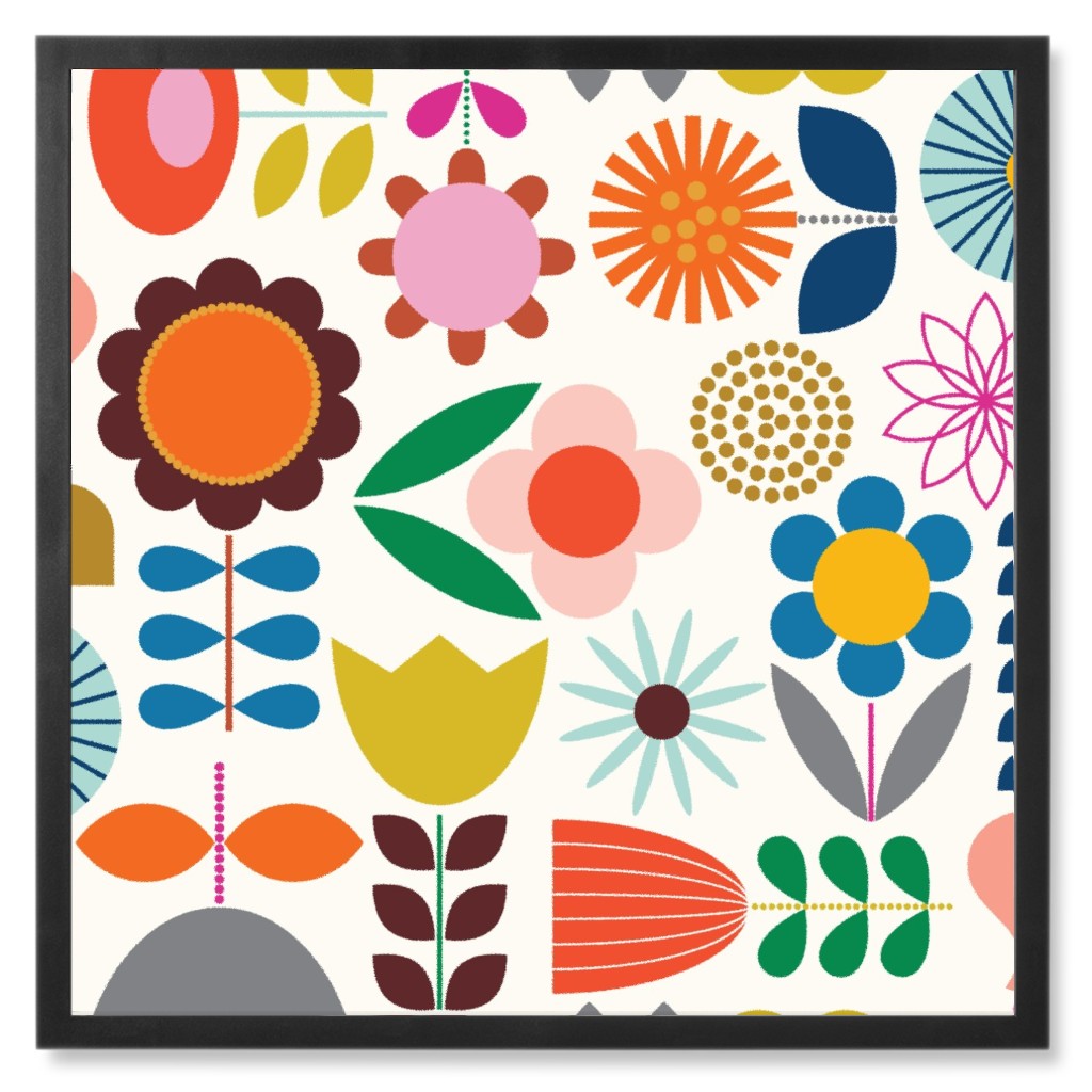 Mod Scandinavian Garden - Multi Photo Tile, Black, Framed, 8x8, Multicolor