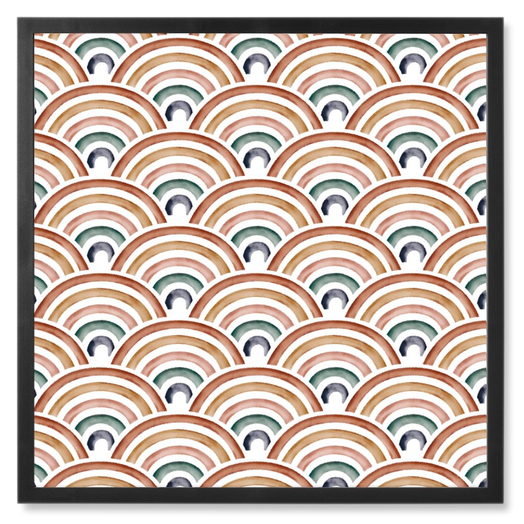 Scalloped Rainbows - Earth Tones Photo Tile, Black, Framed, 8x8, Multicolor