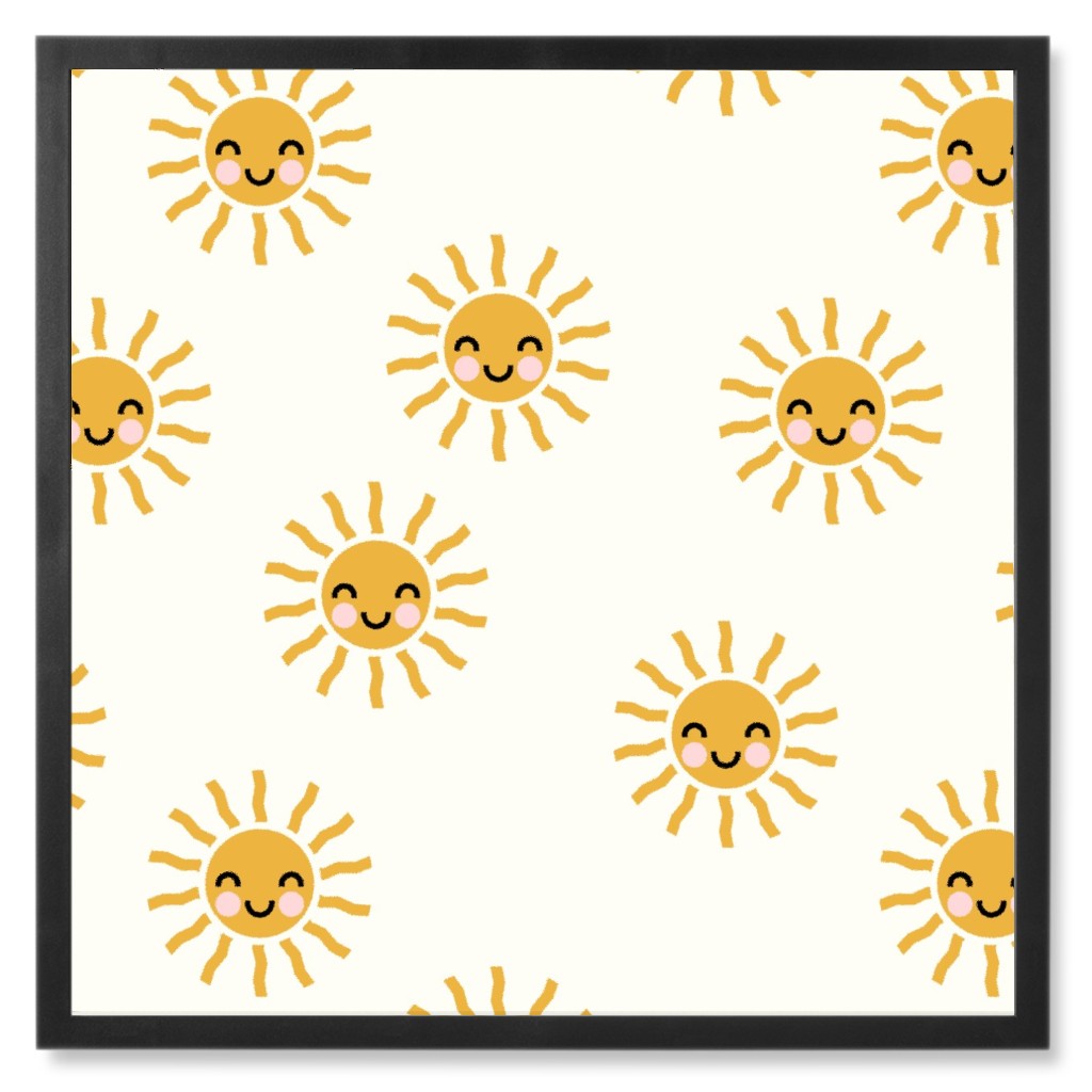 Cute Sunshine - Yellow Photo Tile, Black, Framed, 8x8, Yellow, Classic Yellow