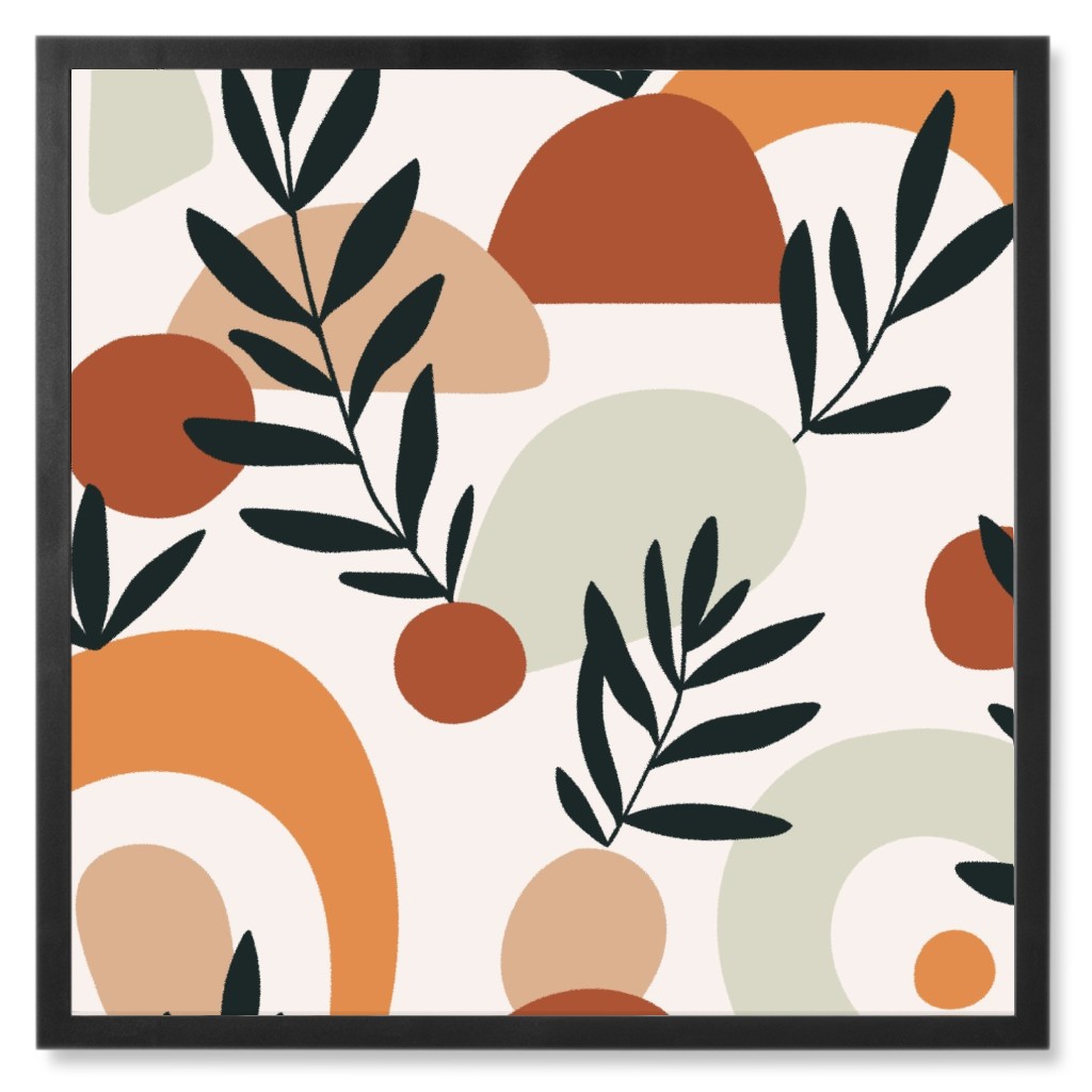 Tropical Leaves and Geometry - Multi Photo Tile, Black, Framed, 8x8, Multicolor