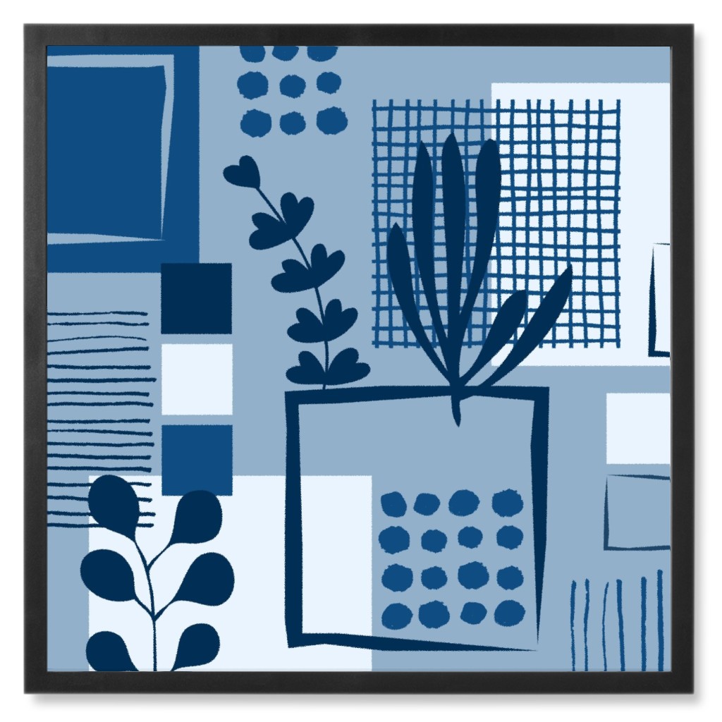 Squared Sea - Blue Photo Tile, Black, Framed, 8x8, Blue, True Blue