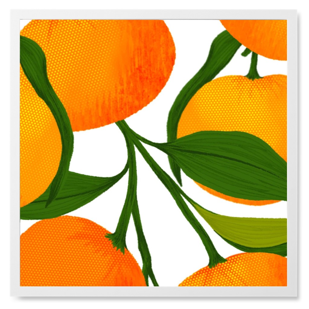 Tangerine Dreams - Orange on White Photo Tile, White, Framed, 8x8, Orange, Orange