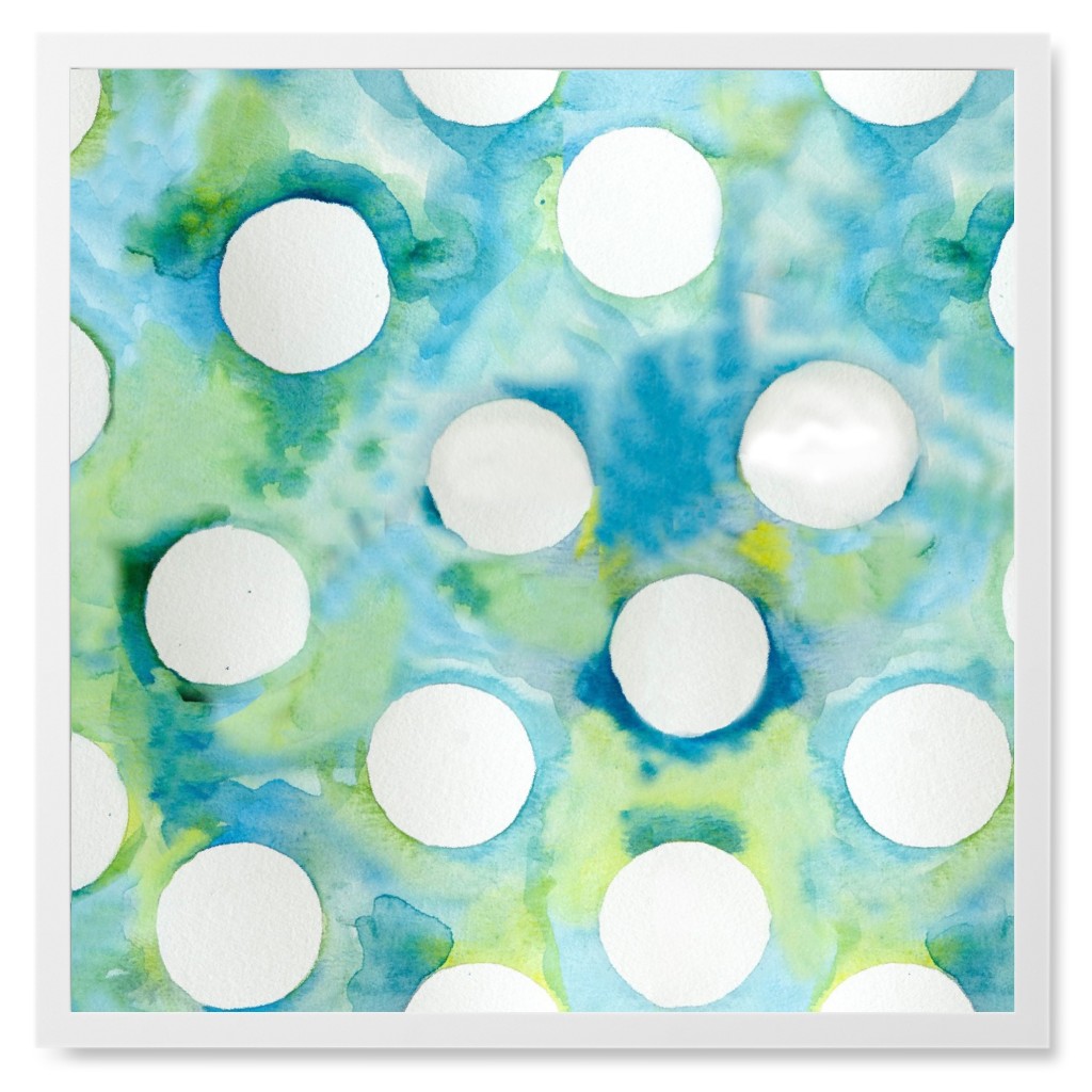 Blobs - Green and Blue Photo Tile, White, Framed, 8x8, Green, Classic Green