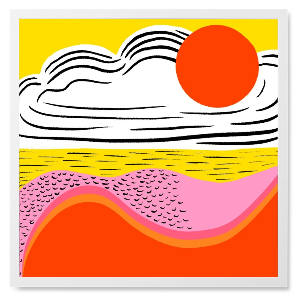 Color Block Ocean - Vibrant Photo Tile, White, Framed, 8x8, Multicolor